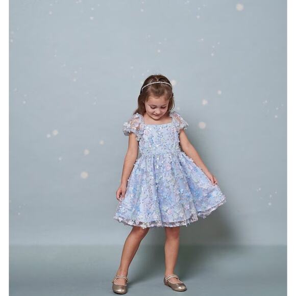 Rare Editions Girls Dress Size 6 Light Blue Sparkle Sequins Party Holiday - Picture 1 of 10